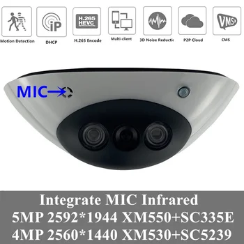 

4PCS 5MP 4MP MIC Audio H.265 IP Saucer Camera XM550+SC335E 2592*1944 XM530+SC5239 2560*1440 Onvif IRC P2P CMS XMEYE P2P Cloud