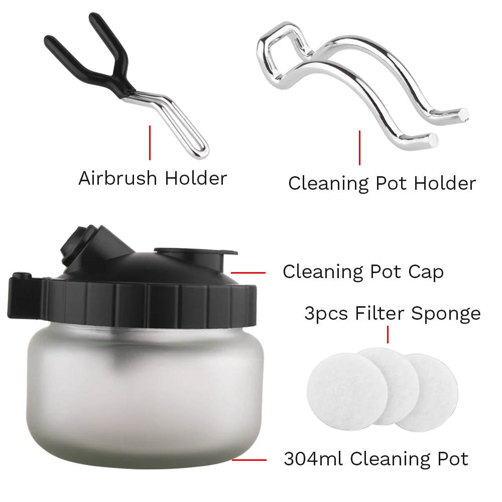 Airbrush Cleaning Pot Spray Gun Cleaner Glass Air Brush Easy Holder Clean Paint Jar Bottle Spray Gun Sprayer Clean Tools Set 3