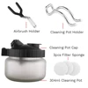 Airbrush Cleaning Pot Spray Gun Cleaner Glass Air Brush Easy Holder Clean Paint Jar Bottle Spray Gun Sprayer Clean Tools Set 3