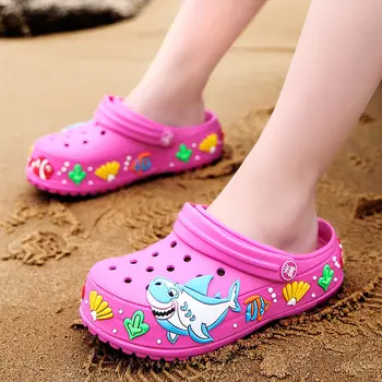 

Fashion Sea World Garden Clogs for Kids Big Shark Hole Swimming Shoes Children Garden Clogs