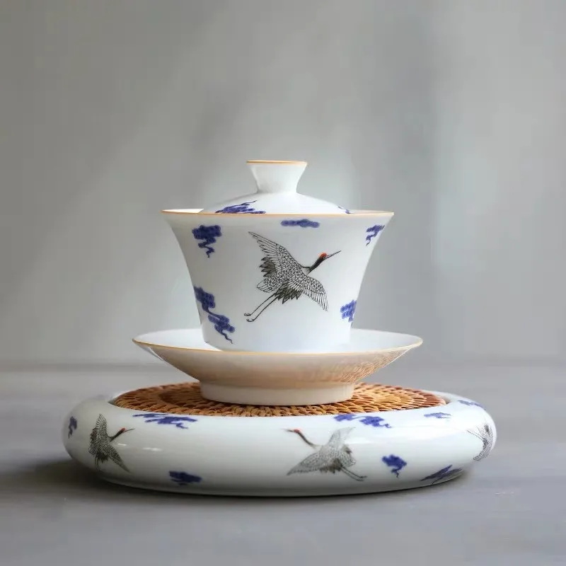 Синий и белый фарфор Gaiwan керамика ручная роспись кран чай Tureen горшок китайский