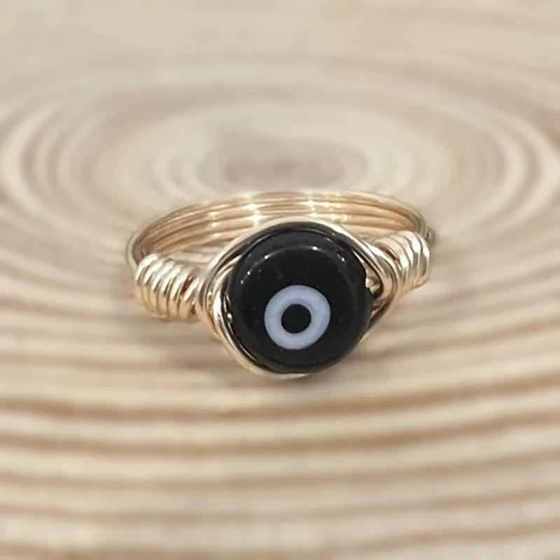 Evil Devil's Eye Ring Handmade Copper Wire Ring For Women Egirl Unusual Rings Trend Goth Punk Vintage Fashion Lucky Jewelry