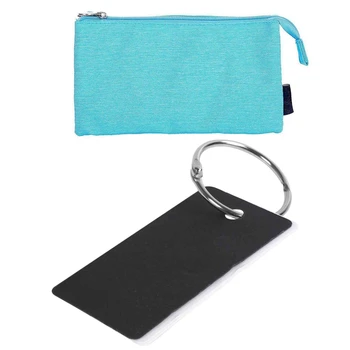 

2Pcs Binder Ring Easy Flip Flash Cards Study Cards, 100 Blank Pages,Black&White with Super Capacity Pencil Case Three Compartmen