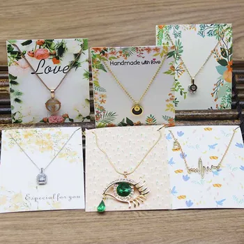

Newest DIY Handmade jewelry package tag card kraft marbling Thank you necklace pendant packing card 50pc/25pcs+25oppbag/lot
