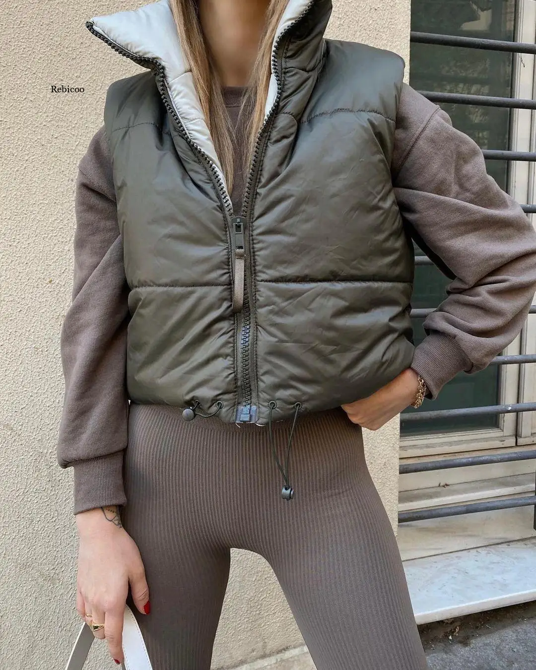 

Women Fashion Double-Sided Vest Coat Vintage Warm Sleeveless Cotton Outwear Female Casual Short Jacket 2021 Autumn Winter