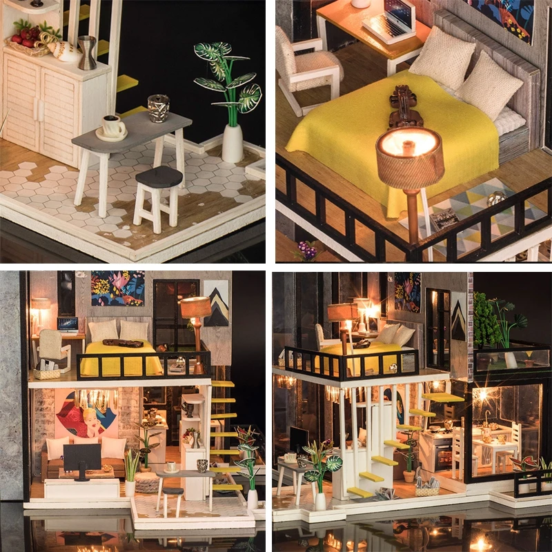 Кукольный дом мебель Diy Миниатюрный пылезащитный чехол 3D Деревянный Miniaturas кукольный домик игрушки для детей на день рождения Рождественские подарки K033