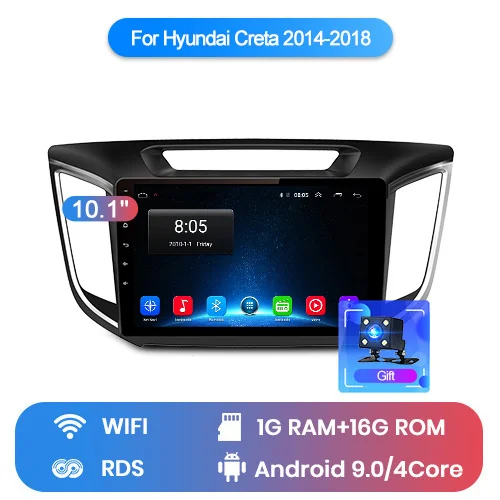 Junsun V1 Android 9,0 2 ГБ+ 32 ГБ DSP автомобильный Радио Мультимедиа Видео плеер gps навигация для hyundai Creta ix25 2 din без dvd - Цвет: WIFI 1GB 16GB