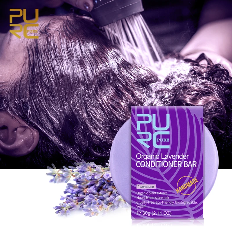 PURC органический Лавандовый Шампунь Бар чистый и веганский ручной работы холодный обработанный шампунь для волос без химических веществ или консервантов TSLM1