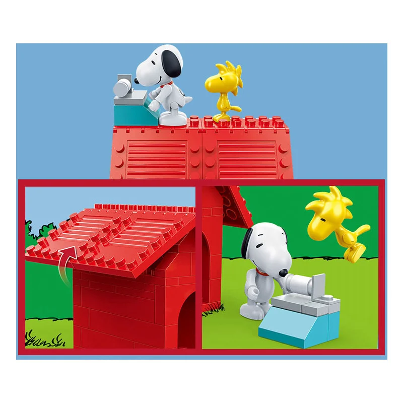 60 шт. BanBao Snoopy Peanuts деревянный дом, пластиковые строительные блоки, строительные игрушки для мальчиков и девочек, детские DIY модели