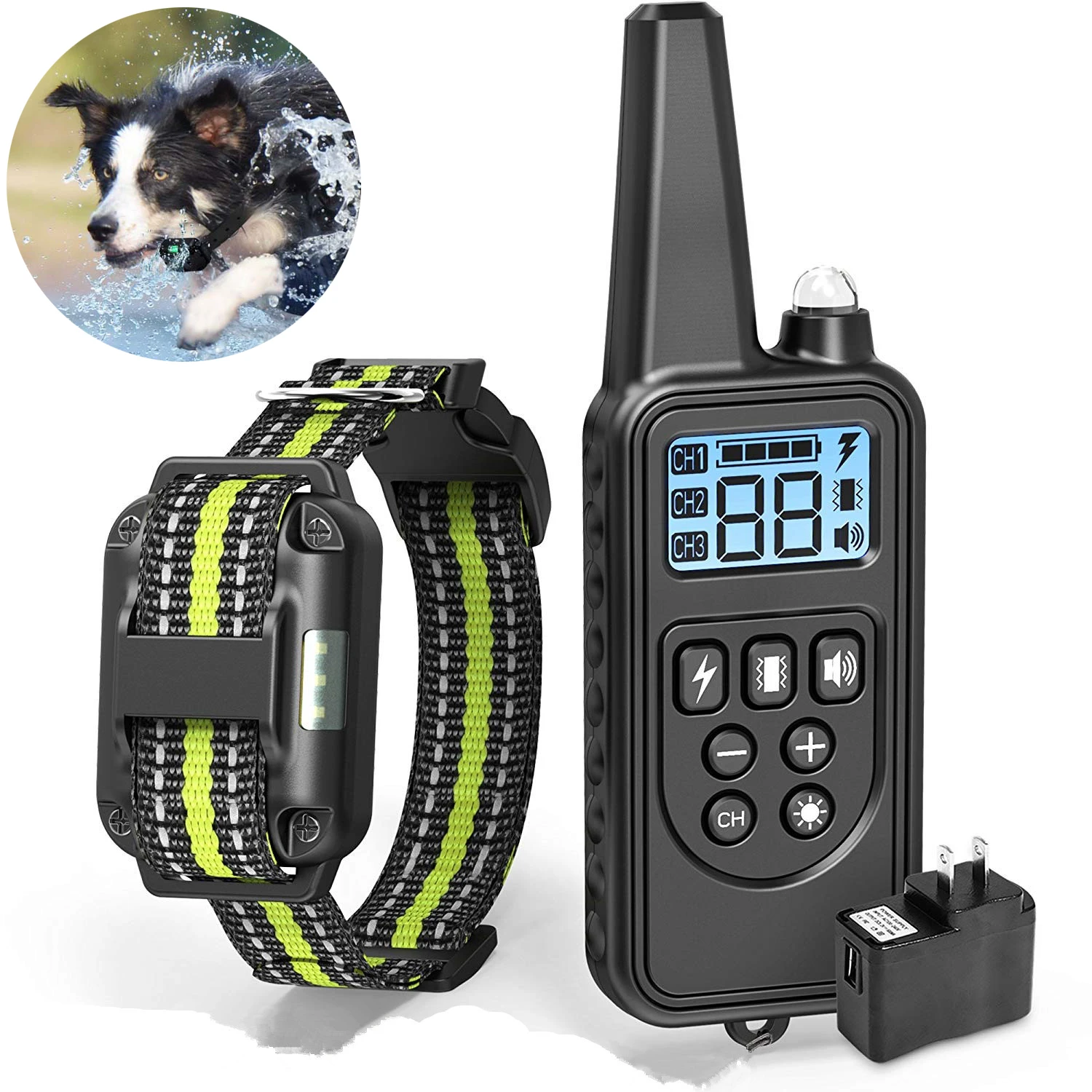 Collar eléctrico para perros remoto de 800 metros, de adiestramiento para perros IP6X al agua, 1 unidad, 2 collares eléctricos para perros, Collar de choque para perros|Collares de
