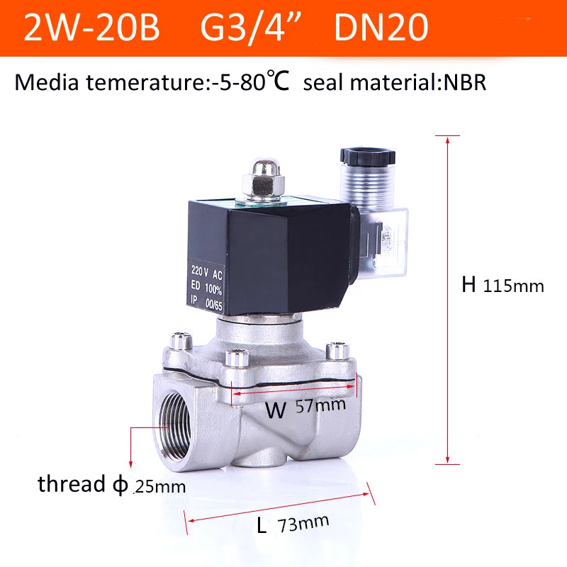 

DN20 3/4inch Water Solenoid Valve 12v Normally Closed NPT thread