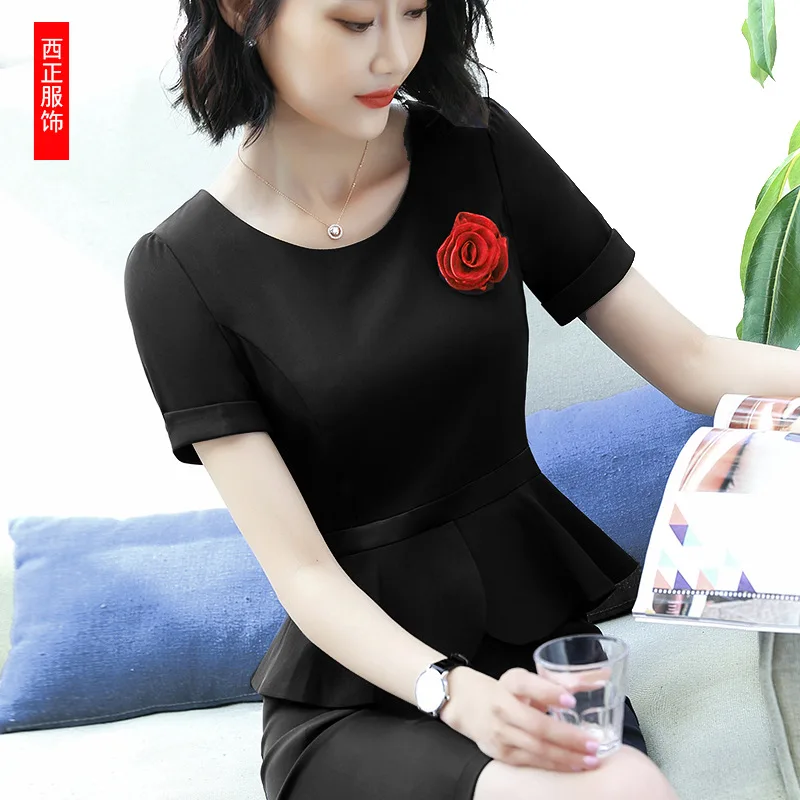

Spring And Summer-Beautician Work Clothes Short-sleeve Dress Beauty Salon Health Museum Jewelry Store Shopping Guide Technician