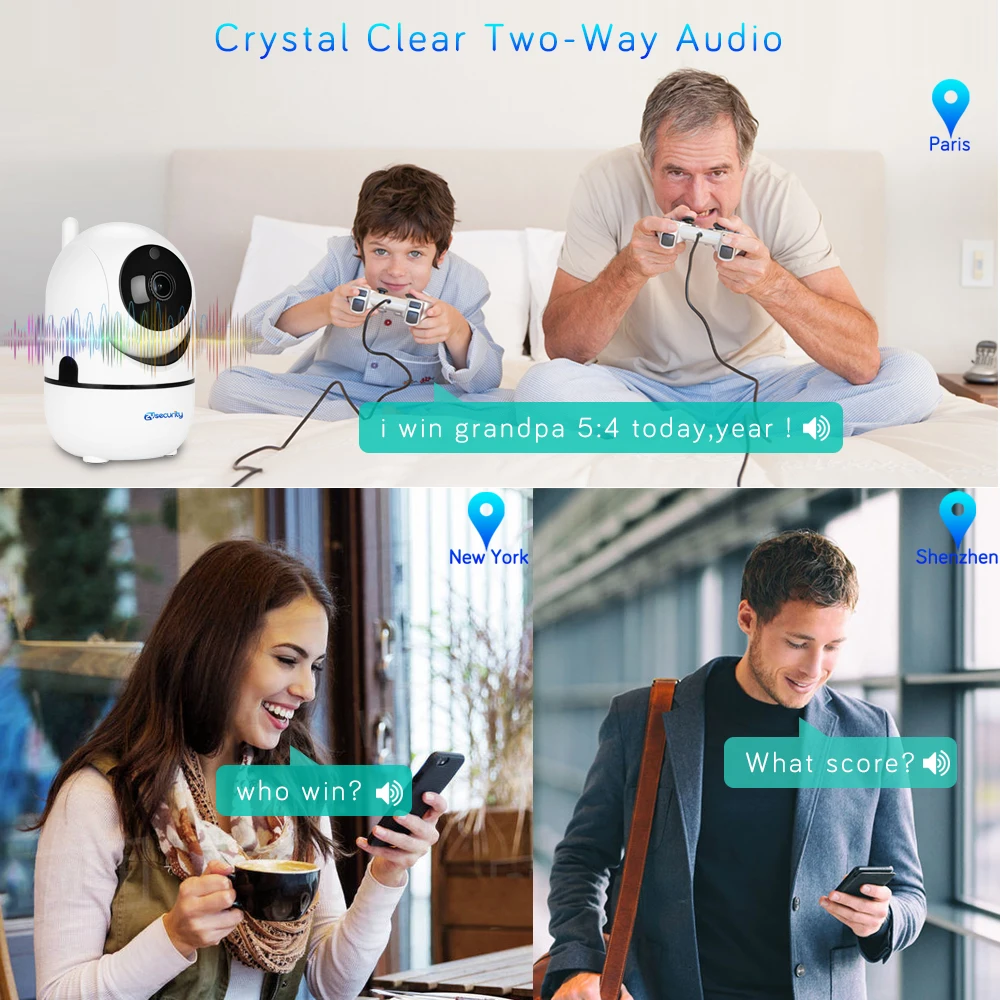  1080P Wifi Camera Auto Tracking Smart Wireless Home Security Camera iCSee Audio Alarm PTZ CCTV Vide - 4.00019E+12