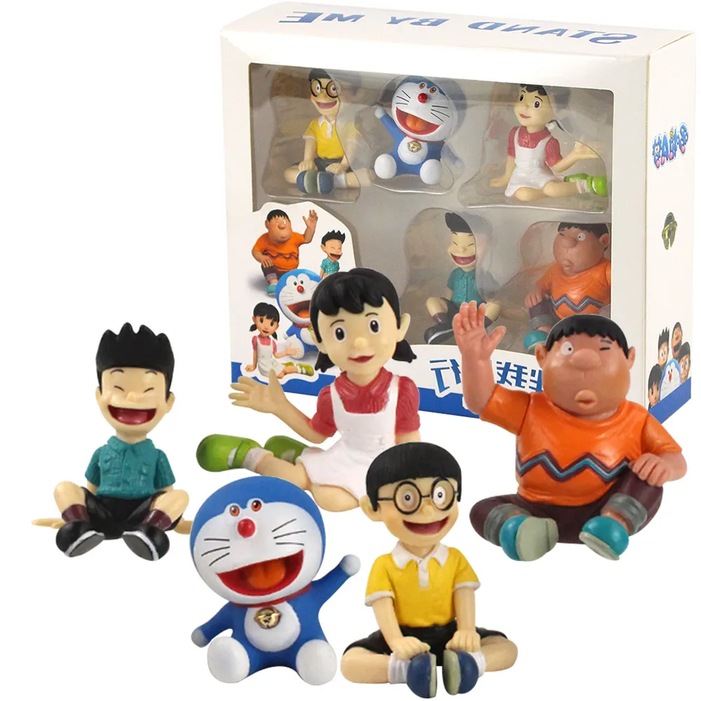 5 шт. фигурка Doraemon игрушка Nobita Nobi Шизука Такеши Suneo аниме модель куклы | Игрушки и