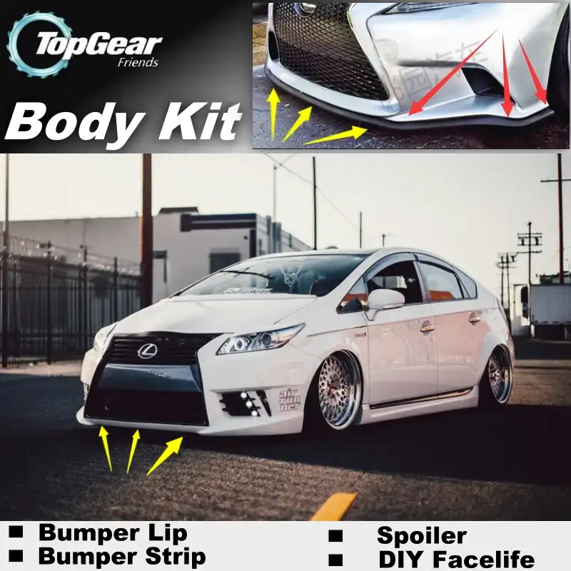 トヨタのプリウスのためxw Xw30バンパーリップ フロントスポイラー偏向器トップギアfirends車のチューニング Topgearボディキット ストリップスカート Front Spoiler Front Deflectorcar Lip Kits Aliexpress