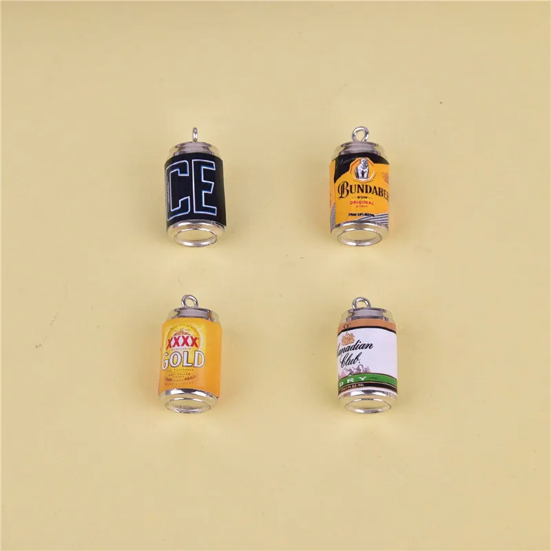 10 Stks/partij 3D Alcohol Drinken Bier Blikjes Drinken Charms Earring Sleutelhanger Jewlery Bevindingen Telefoon Case Diy