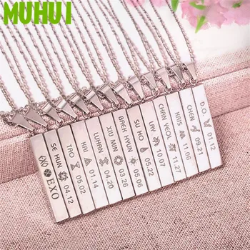 

Kpop EXO Titanium Steel Necklace For Women BAEK HYUN CHAN YEOL LUHAN SEHUN Birthday Collares Men Jewelry B211