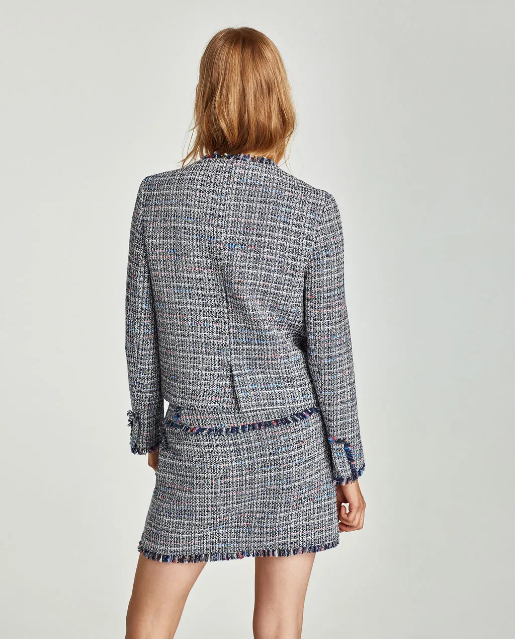 

Plant Western Style Crew Neck Flash Jewelry Button Tweed Jacket Women's