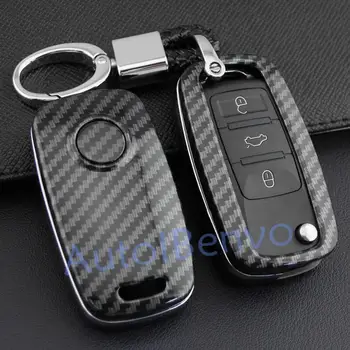 

ABS Carbon Fiber Car Key Protect Shell For Volkswagen MK6 Golf Passat Jetta Tiguan Eos Polo MK5 UP! Keychain Cover Accessories