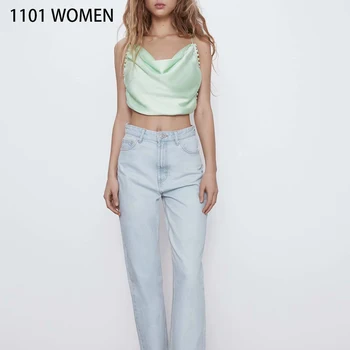 

2020 NEW Summer women green Sleeveless Strap backless tops Sexy Casual soft highstreet vest female clothes