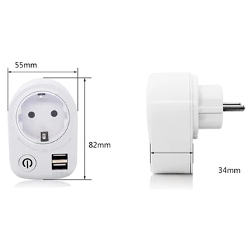 

With double USB Port Switch Socket 2.1A For Travel 180 degrees White Smart