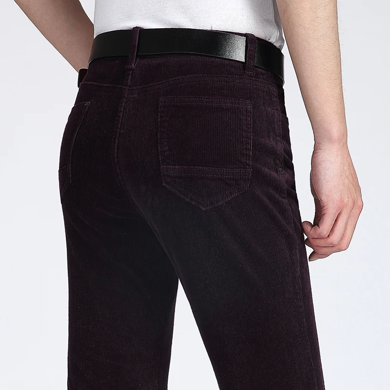 Men's Casual pants Autumn and Winter New Thick Men's Casual pants Purple Corduroy Male Loose Corduroy FIared