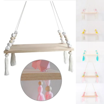 

Decor Tassels Storage Shelf Rack Wall Hanging Wood Toys Model Baby Kid Room Storage Wall Hangings Wall Decoration