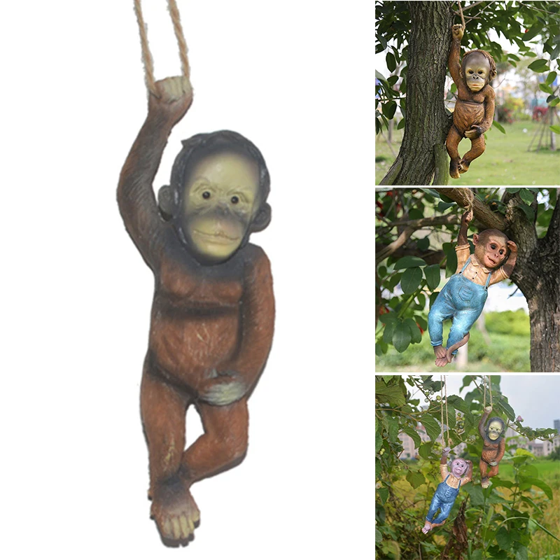 

Cute Monkey Statue Hand Painted Resin Crafts Outdoor Micro Landscape Decoration for Garden Courtyard Garden Statues Sculptures