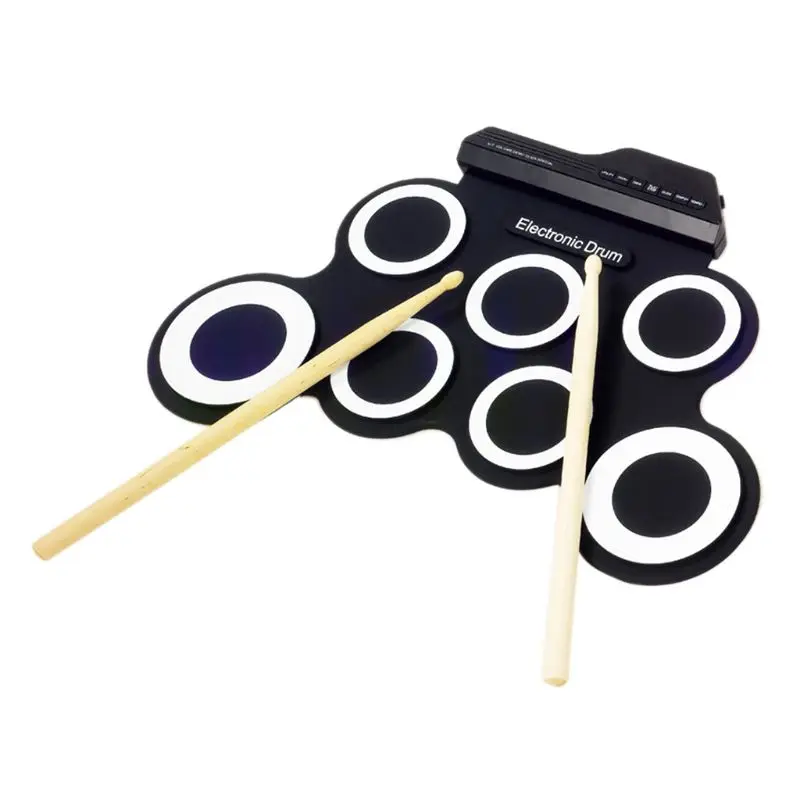 

Portable Hand Roll Silicone Electronic Drum Percussion Instruments Support external headphones for music lovers