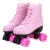 PINK Blue 2021 New Microfiber Leather Roller Skates Man Woman Outdoor Skating Shoes 4-Wheel Patines Blue Pink 37-45 Europe Size