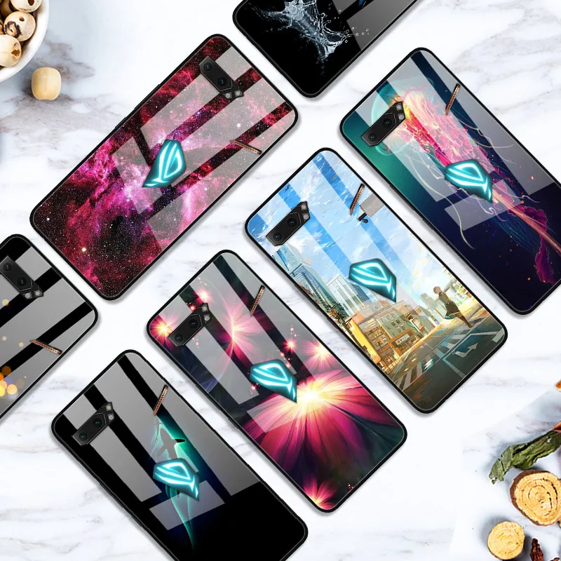 Для Asus Rog Phone II Case 6,5" закаленное стекло с принтом для задней крышки, Твердый Чехол для Asus Rog Phone 2 ZS660KL Phone Case fundas Rog2