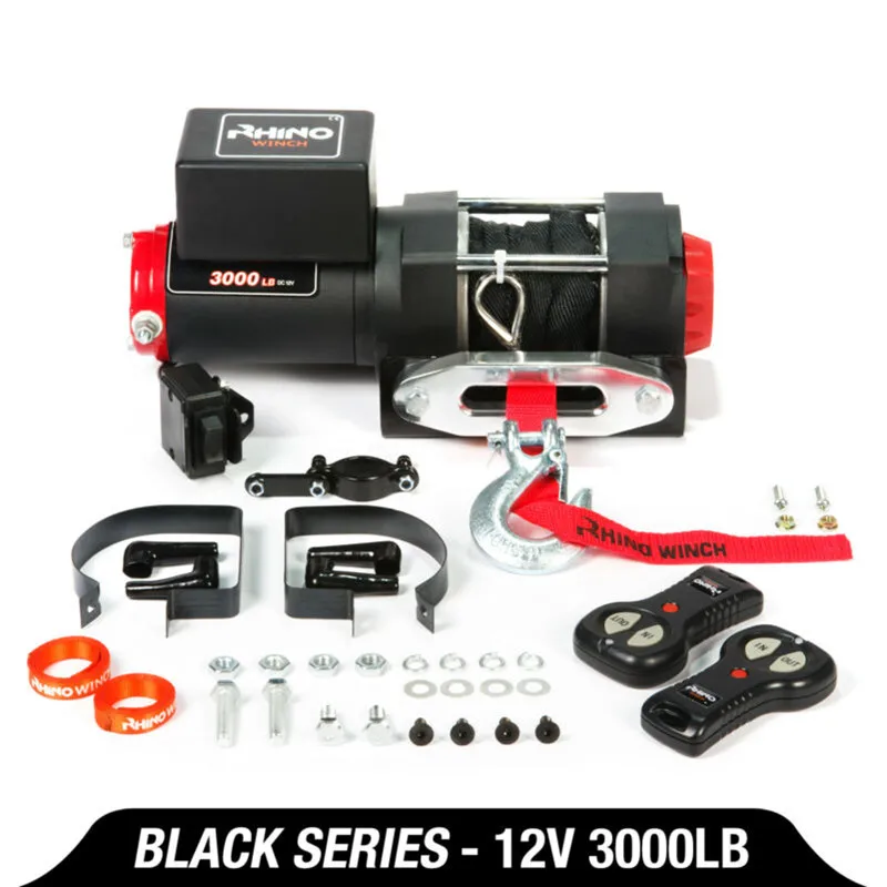 12v Electric Winch - 3000lb Dyneema Synthetic Rope - ATV ,Off Road BLACK Electric Winch цена и фото