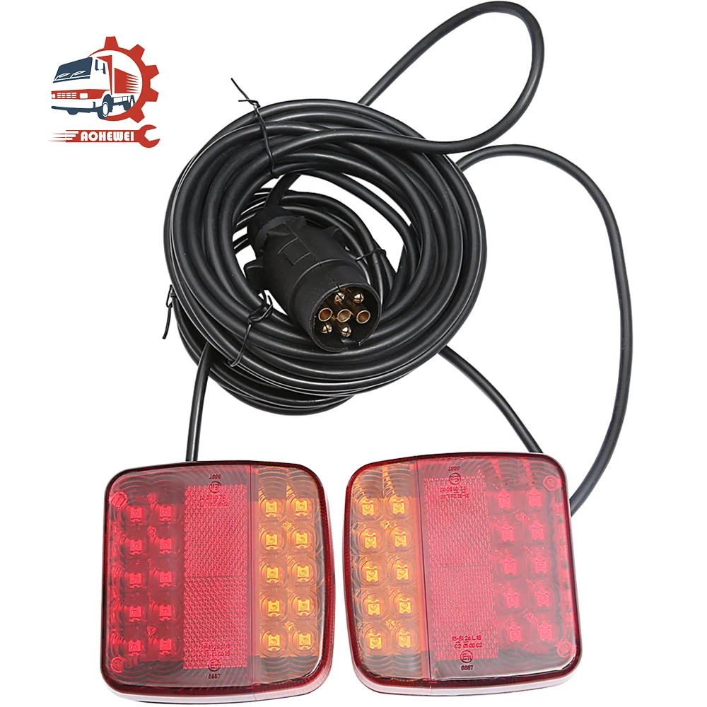 AOHEWEI Magnetic 20 LED Trailer Tail Light Kit 7.5m Cable Truck Lamp with 7 Pin Plug Adapter for Lorry Caravan Rear Brake Signal