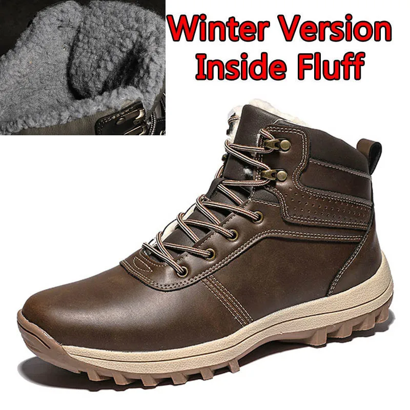 02Winter Dark Brown SURGUT/сезон осень-зима; мужские ботильоны из искусственной кожи; Новинка; мужская повседневная обувь; теплые винтажные зимние ботинки; классические мужские мотоботы - Цвет: 02Winter Dark Brown