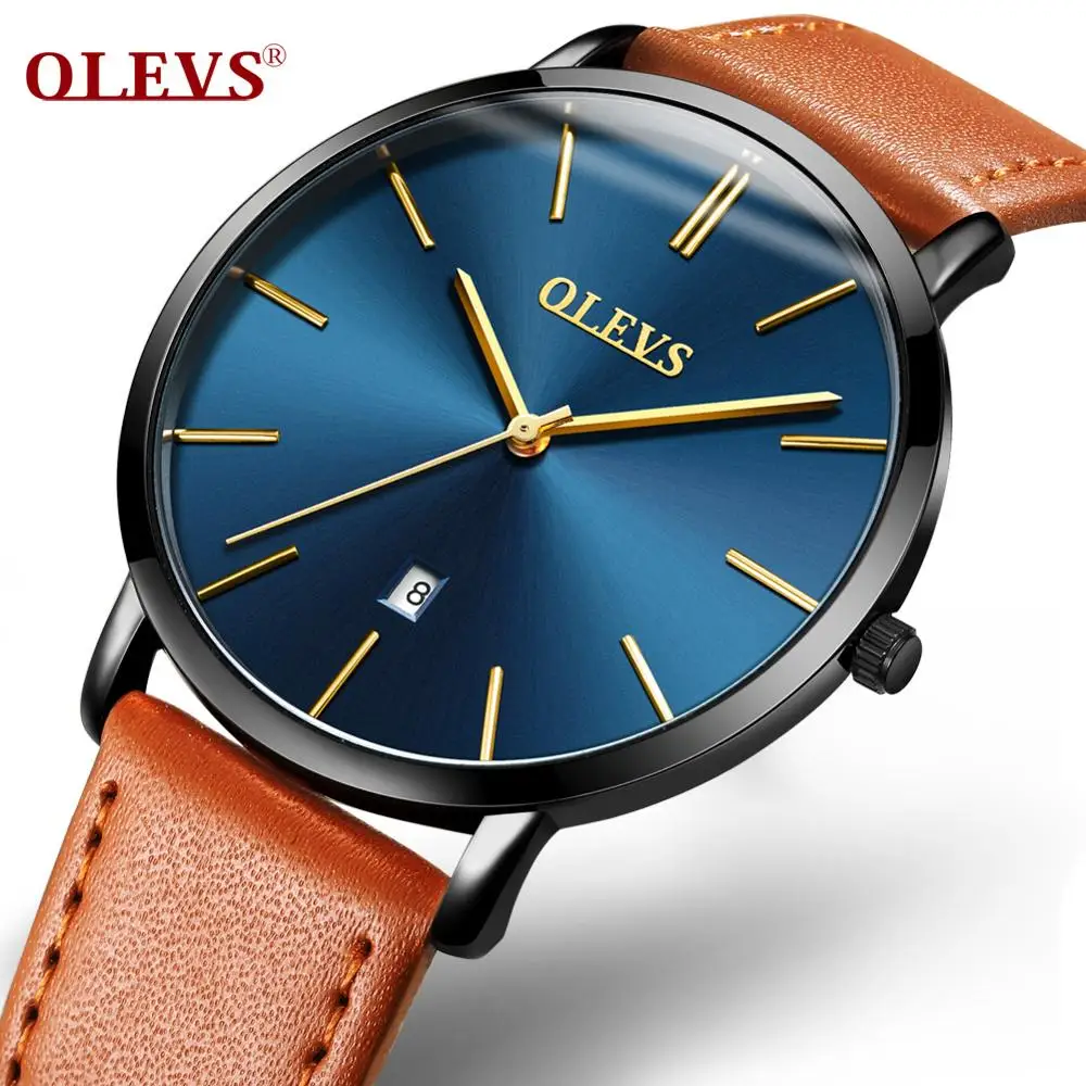 

OLEVS Watch Genuine Leather Quartz Watch luxury Steeldive Luxury Watches For Men Waterproof Quartz Wristwatch RelogioÂ Masculino