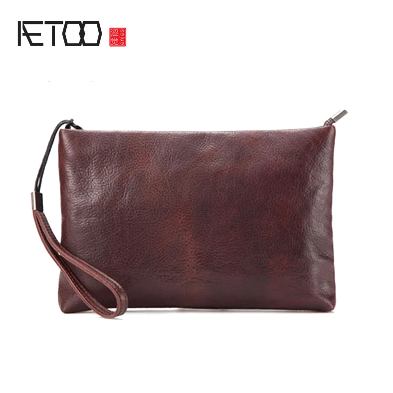 AETOO Men's cowhide crossbody bag retro crazy Mapiyinren style classic nostalgic shoulder |