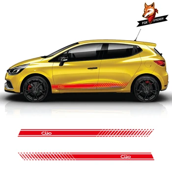 

2 PCS Sides Car Graphics Vinyl Side Stripes Skirt Auto Sticker Decals Car Styling Auto Vinyl Sticker For Renault Clio