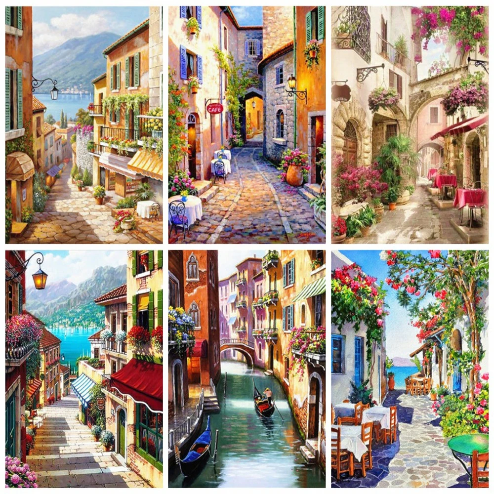 

EverShine Diamond Painting Full Square Street Cross Stitch Diamond Embroidery Landscape Picture Rhinestones Handmade Hobby Gift