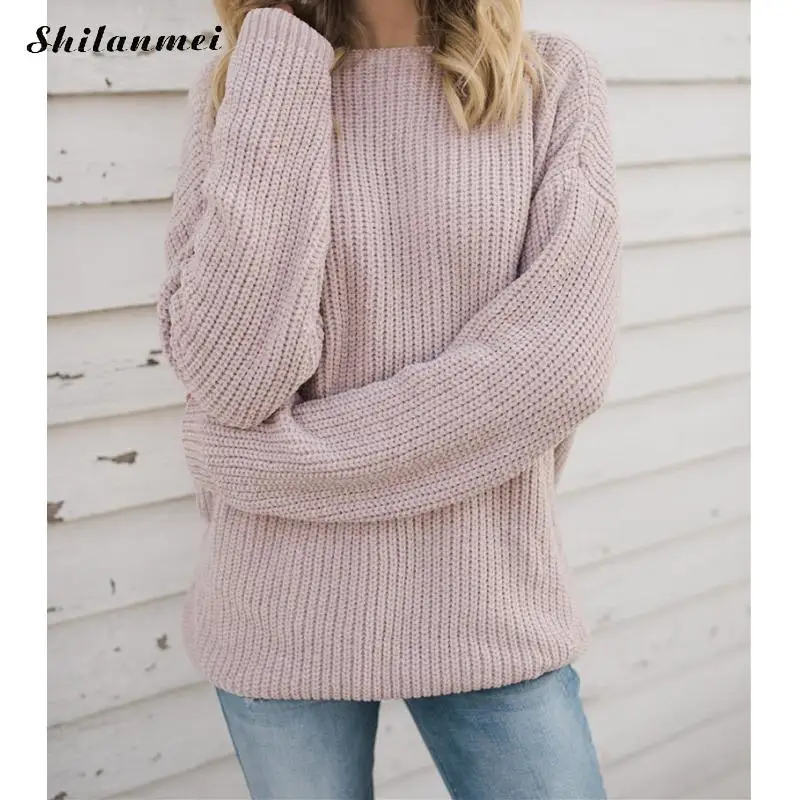 

Sexy backless Sweater knitwear Women Pullovers 2019 Autumn Winter Long Sleeve Fashion Solid Colors Casual Loose Pullovers Jumper