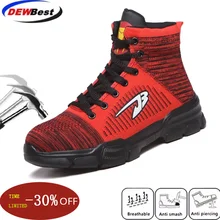 Dewbest/новые зимние мужские рабочие ботинки из хлопка со стальным носком; высокие ботинки на меху; Мужская защитная обувь с защитой от проколов