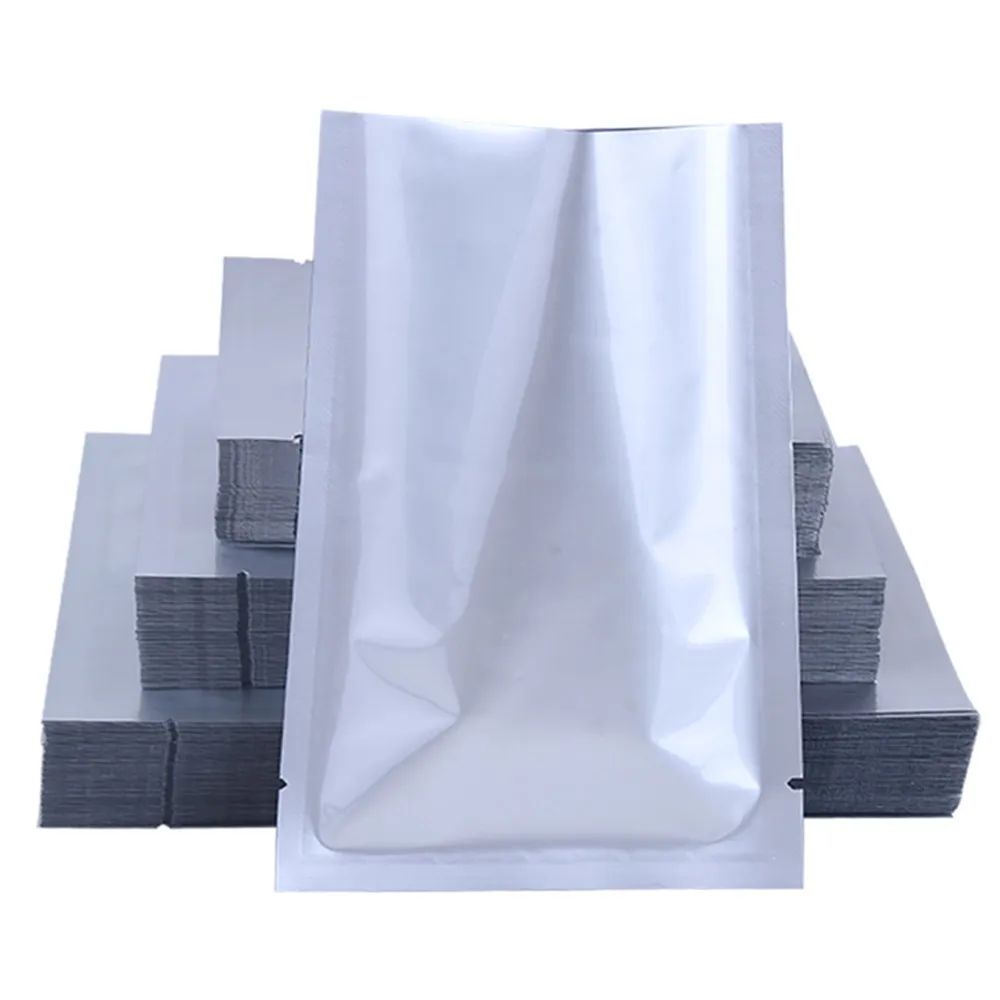 100Pcs Pure Mylar Foil Open Top Bag Tear Notch Heat Vacuum Seal Food Ground Coffee Snack Candy Cookies Packaging Pouches zip lock bag