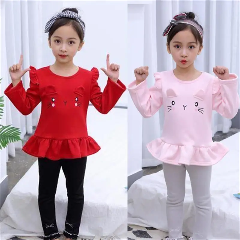 

2021 New spring Girls clothes Sets Cartoon Donald Duck Lovely print Children Tracksuit kids clothing suit baby t shirt+pant 2pcs