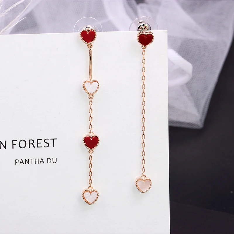 Yun ruo рисунок «сердечко»; серьги-гвоздики с кисточкой из розового золотистого цвета женский подарок на день рождения Титан Сталь ювелирных изделий никогда не увядает Прямая