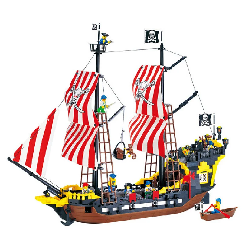 

Enlighten Blocks 870+pcs Pirates Ship Black Pearl Model Compatible LegoINGly Building Blocks Educational Building Toys Kids Gift