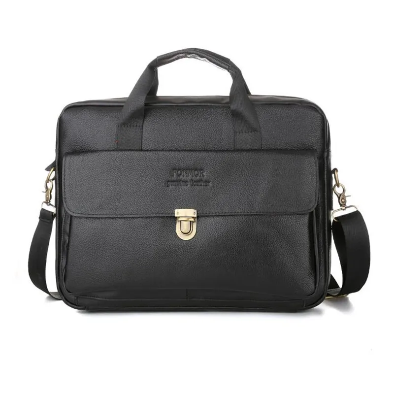 

Genuine Leather Men's Briefcase Trend Retro Business Computer Bags Fashion Shoulder Messenger Bag Zipper Postman Handbags