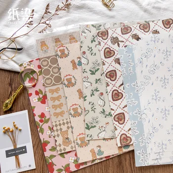 

8 Sheets/set Vintage Memo Pad Retro Flower Grid Base Pattern Decoration Paper Office School Supplies Kawaii Stationery