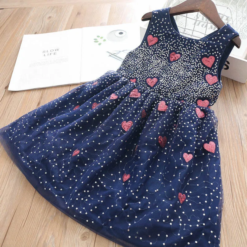 Babyinstar Kids Dresses for Girls Heart Sequins Party Dress for Girl Costume Princess Dress Chlidren Clothing Kids Costume