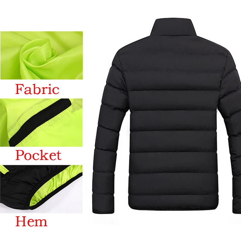 Зимняя спортивная куртка, Мужская одежда для бега, однотонный цвет, ультра-светильник, парка, мужские куртки, пальто, стоячий воротник, пузырчатая куртка, пуховик