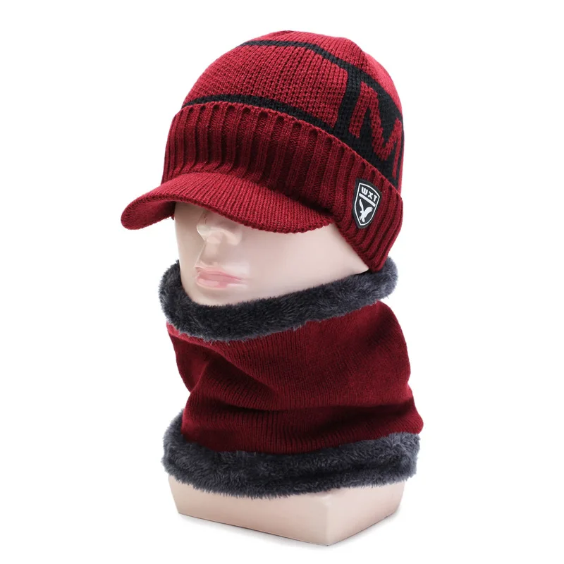 Warme gefütterte Herren wintermutze Schal Strick шапка Beanie Winter SkiSnowboard