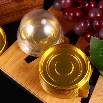 

200pcs Round Shape Mid-Autumn Festival Moon Cake Tray Dessert Box Golden Bottom